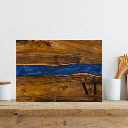 Acacia Wood Charcuterie Board: Blue Resin Inlay