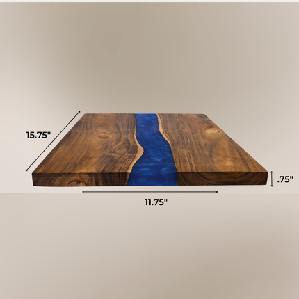 Acacia Wood Charcuterie Board: Blue Resin Inlay