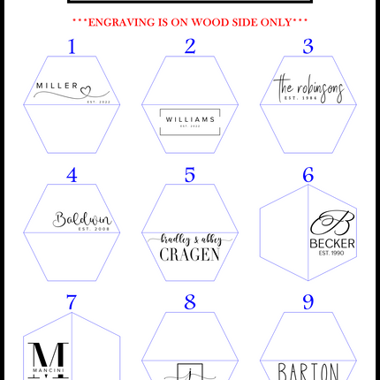 Personalized Marble Wooden Hexagon Coaster image 1