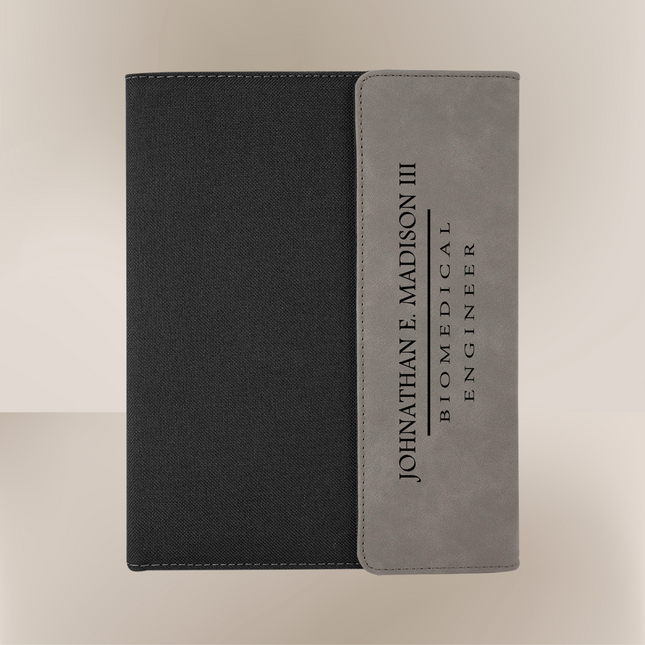 Canvas Padfolio with Personalized Leather Flap