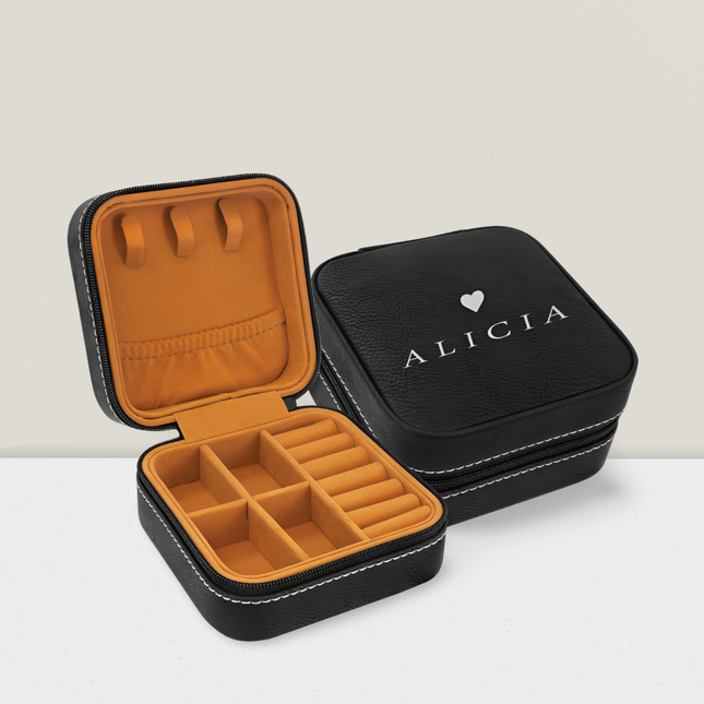 Personalized Leather Travel Jewelry Case