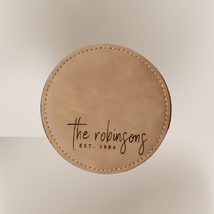 Personalized Vegan Leather Round Coaster Set