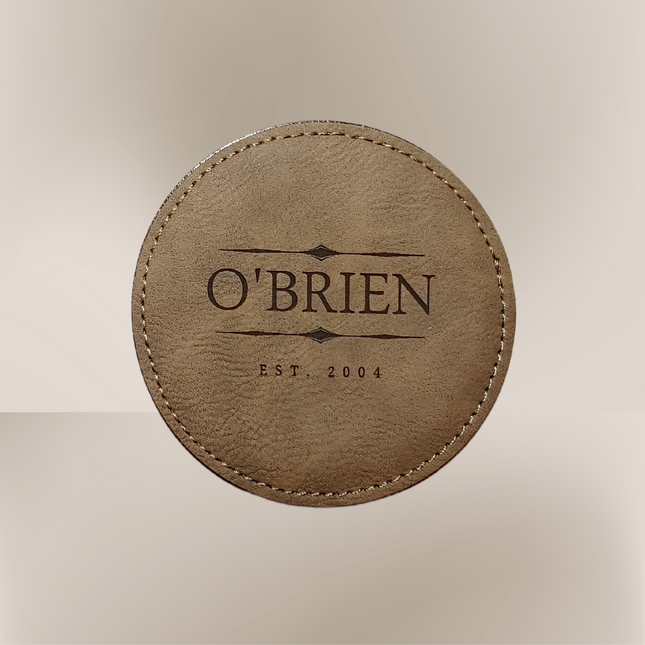 Personalized Vegan Leather Round Coaster Set