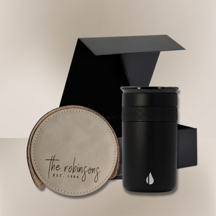 Personalized Round Coaster Set (set of 6) & Insulated Tumbler