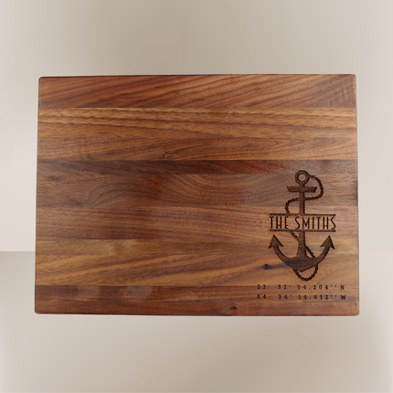 Anchor Walnut Cutting Board with Coordinates