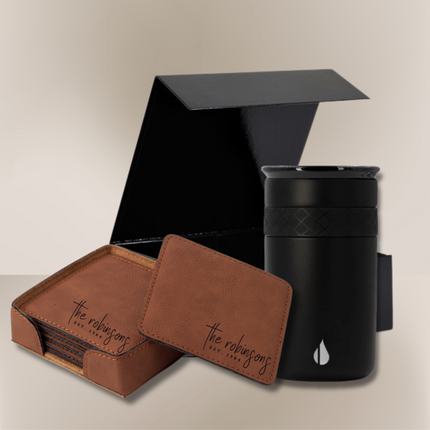 Personalized Square Coaster Set (set of 6) & Insulated Tumbler