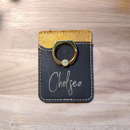 Personalized Cell Phone Card Holder, Custom Name Engraved Card Wallet with Stand, Credit Card Holder, Small ID Wallet, Travel Gift