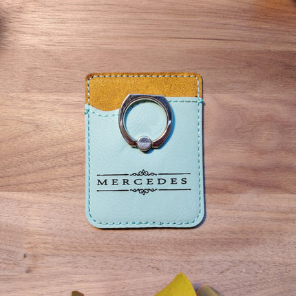 Personalized Cell Phone Card Holder, Custom Name Engraved Card Wallet with Stand, Credit Card Holder, Small ID Wallet, Travel Gift