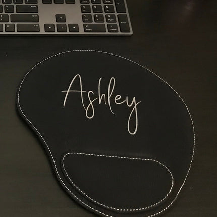 Personalized Leather Mouse Pad, Custom Name Initials Mousepad, Leather Desk Mouse Pad Mat, Office Desk Accessories, Wrist Rest Mousepad