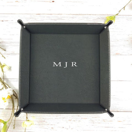 Personalized Catch All Tray Leather, Trinket Jewelry Valet Tray, Catchall Decorative Tray, Engraved EDC Tray, Storage Tray, Bridesmaid Gift