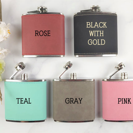 Personalized Women Flasks, Custom Name Leather Engraved Flask, Wedding Bridesmaid Flask, Bachelorette Party Favors, Bridesmaid Proposal Gift