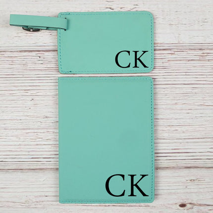 Personalized Passport Holder and Leather Luggage Tag, Couple Honeymoon Travel Gift Set, Custom Luggage Tag, Engraved Passport Organizer