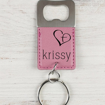 Personalized Bottle Opener Keychain, Engraved Leather Stainless Steel Keychain, Custom Initials Name Keychain, Groomsmen Gifts, Party Favors