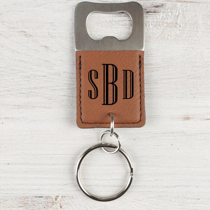 Personalized Bottle Opener Keychain, Engraved Leather Stainless Steel Keychain, Custom Initials Name Keychain, Groomsmen Gifts, Party Favors