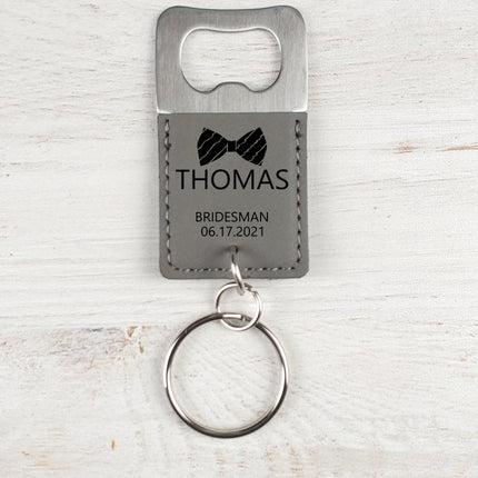 Personalized Bottle Opener Keychain, Engraved Leather Stainless Steel Keychain, Custom Initials Name Keychain, Groomsmen Gifts, Party Favors