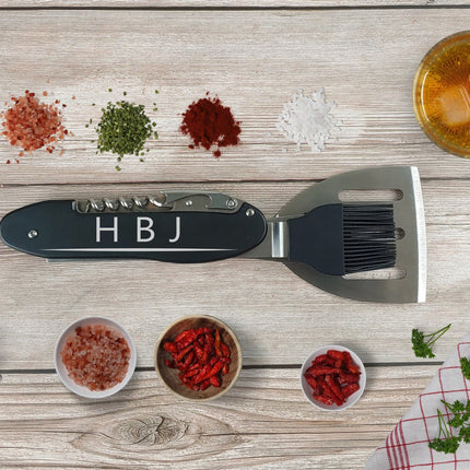 Personalized BBQ Tool Set 6 in 1, BBQ Gifts for Dad, Grill Master Tools, Bottle Opener, Custom Barbeque Set, Grilling Spatula, Basting Brush