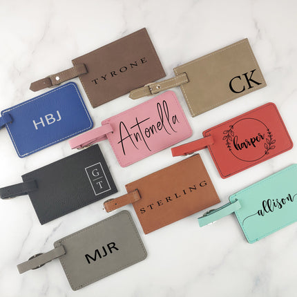 Personalized Leather Luggage Tags, Custom Name Luggage Bag Tag, Suitcase Tag, Travel Holiday Gift Ideas, Wedding Honeymoon Couple Gifts