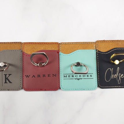 Personalized Cell Phone Card Holder, Custom Name Engraved Card Wallet with Stand, Credit Card Holder, Small ID Wallet, Travel Gift