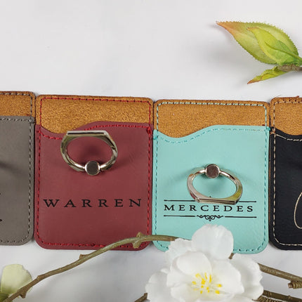 Personalized Cell Phone Card Holder, Custom Name Engraved Card Wallet with Stand, Credit Card Holder, Small ID Wallet, Travel Gift