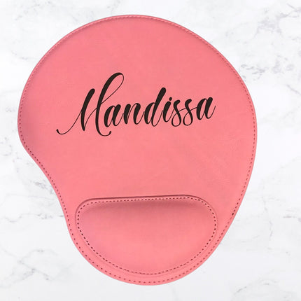 Personalized Leather Mouse Pad, Custom Name Initials Mousepad, Leather Desk Mouse Pad Mat, Office Desk Accessories, Wrist Rest Mousepad