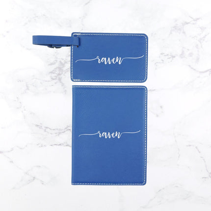 Personalized Passport Holder and Leather Luggage Tag, Couple Honeymoon Travel Gift Set, Custom Luggage Tag, Engraved Passport Organizer