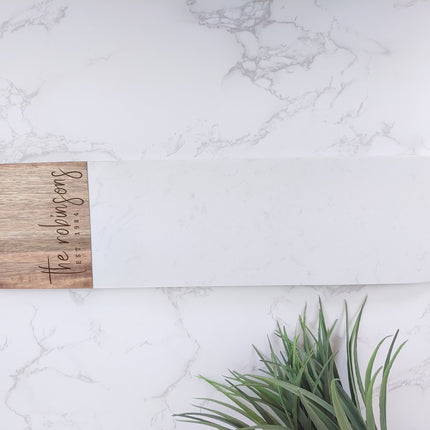 Personalized Acacia Marble Cheese Board and Coaster Set, Decorative Serving Tray, Marble Cutting Board, Custom Charcuterie Serving Board