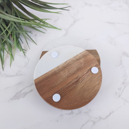 Personalized Acacia Marble Cheese Board and Coaster Set, Decorative Serving Tray, Marble Cutting Board, Custom Charcuterie Serving Board