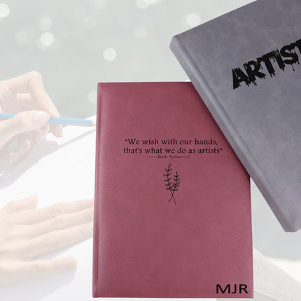 Personalized Leather Artist Sketchbook, Custom Name Design Engraved Blank Journal, Customized Unlined Notebook, Art Graduation Gifts