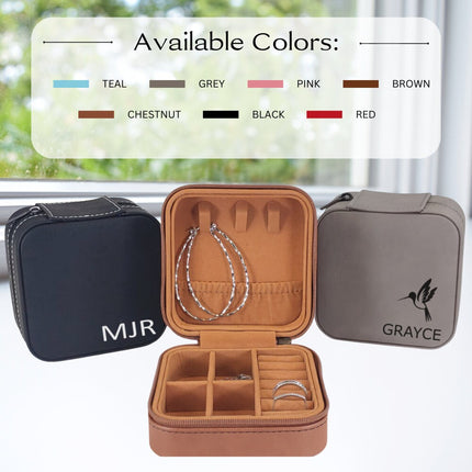 Personalized Leather Travel jewelry Case, Custom Name Jewelry Box, Bridesmaid Proposal Gifts, Girls Jewelry Organizer, Best Selling Items