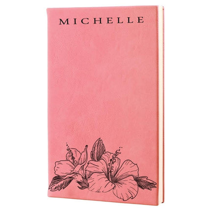 Personalized Flower Journal, Custom Journal, Engraved Journal, Leather Journal, Junk Journal, Gratitude Journal, Gift for Writer