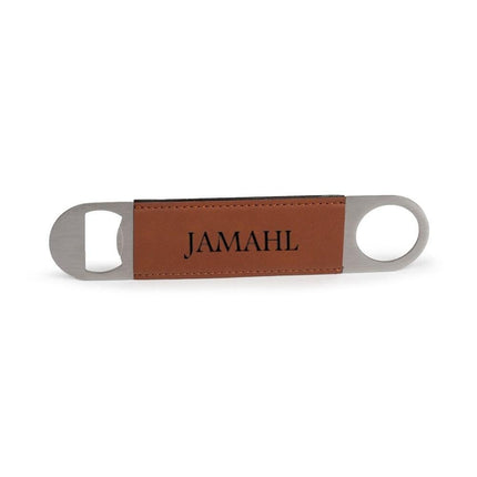 Personalized Beer Bottle Opener, Custom Name Engraved Leather Groomsmen Flat Bottle Opener, Bachelor Party Gifts, Bar Bartender Gift