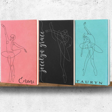 Custom Notebook, Ballerina Journal, Coquette Girl, Abstract Design, Lined Journal, Black Notebooks, Pink Aesthetic