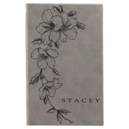 Personalized Flower Journal, Custom Journal, Engraved Journal, Leather Journal, Junk Journal, Gratitude Journal, Gift for Writer