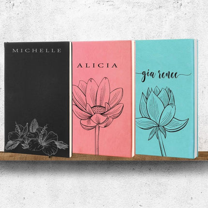 hibiscus flower, tulip design, pink notebook, pink aesthetic, custom notepad, business gifts, coworker office, gifts for secret santa