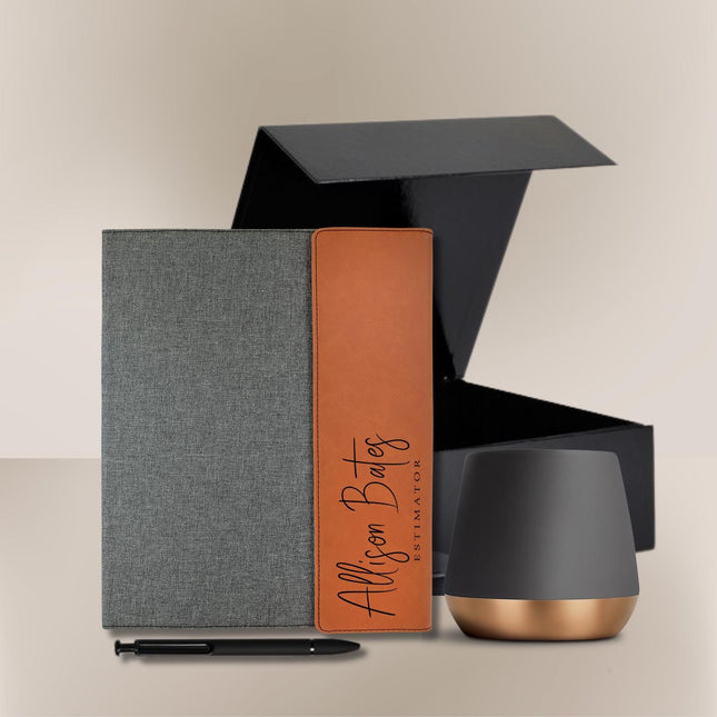 Engraved Portfolio & Pen with Copper-Base Mug - Personalized Executive Gift Set