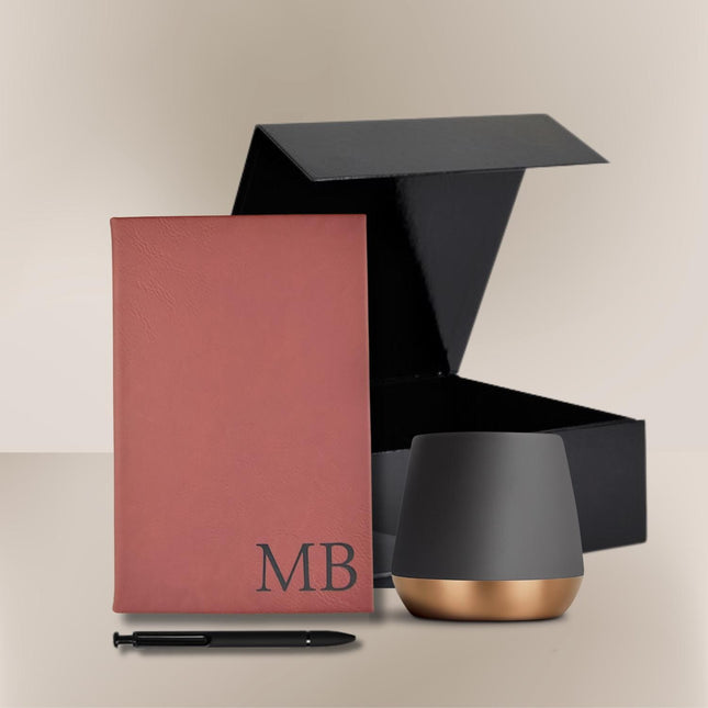 Engraved Leatherette Journal & Pen with Ceramic Mug - Personalized Gift for Professionals and Writers