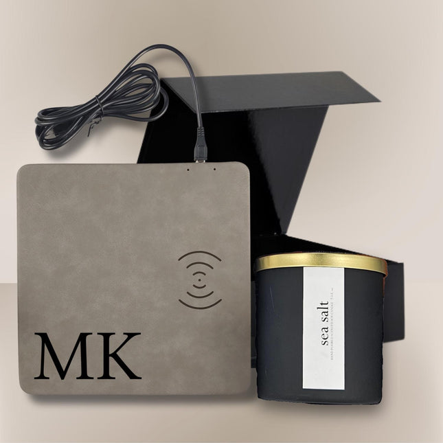 Personalized Employee Appreciation Gifts, Corporate Staff Gifts, Leather Wireless Charging Mat, Aesthetic Scented Soy Candle, Coworker Gifts