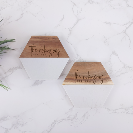Personalized Marble & Wood Coaster Set