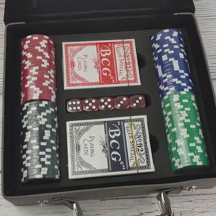 Leather Poker Set for Men, Custom Name Engraved Chips Poker Set of 100, Decks of Cards Dice Set, Luxury Gifts for Him, Boyfriend Poker Gift